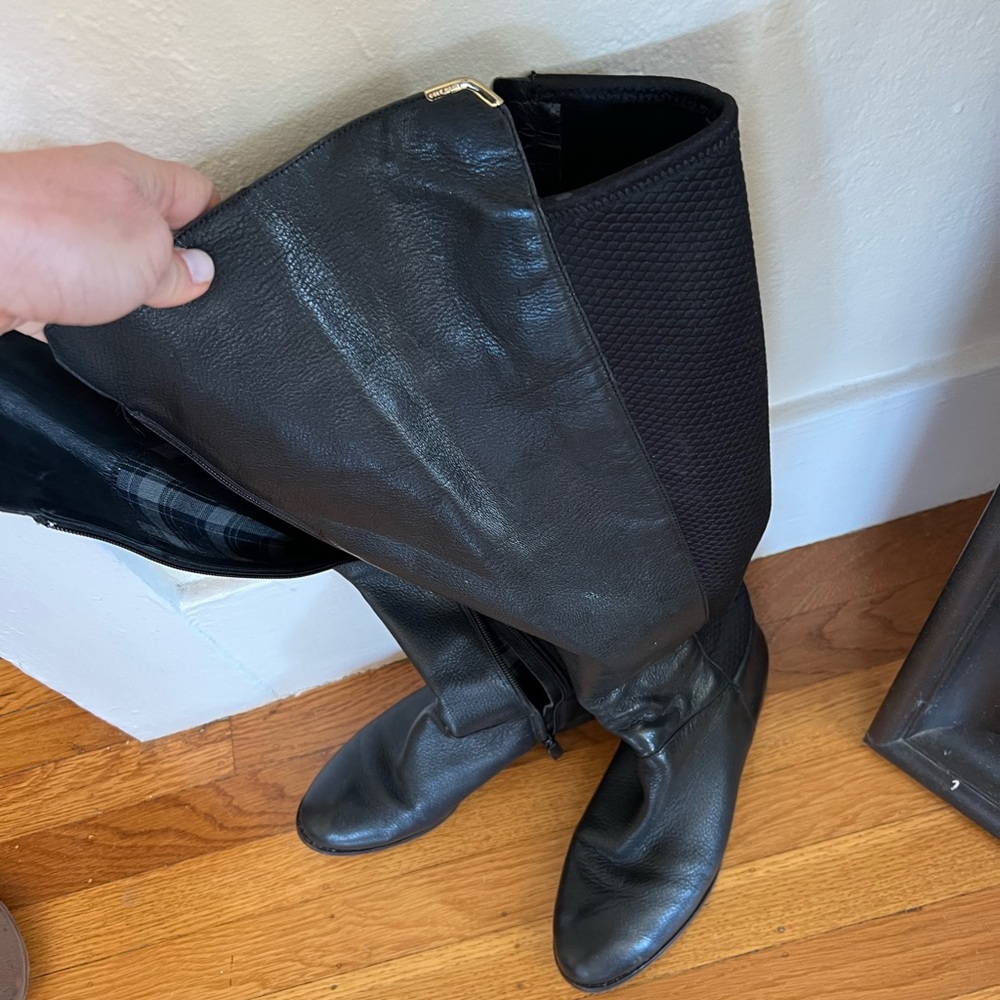 Black Leather Knee-High Boots